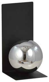 Applique Minimal 1 Luce Indiretta Agni Con Base In Acciaio Nero E Vetro Fumè