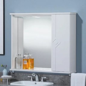 Specchiera da bagno NETTUNO 70 bianco lucido ad 1 anta con luce LED
