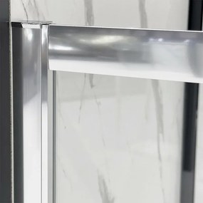 Box doccia angolare 80x80 in vetro temperato serigrafato doppio scorrevole con profili cromo Tay