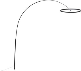 Lampada da terra ad arco di design nera con LED dimmerabile a 3 livelli - Anello