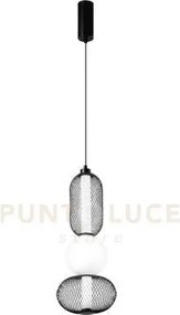 Lampadario a sospensione led inkas nera in vetro 24w 2460lm cct 300...