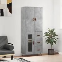 Credenza Grigio Cemento 69,5x34x180 cm in Legno Multistrato 3195935