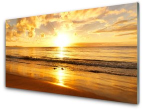Quadro in vetro Paesaggio del sole del mare 100x50 cm
