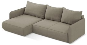 Divano angolare beige allungabile/con contenitore (con penisola a sinistra) Nanea – Makamii