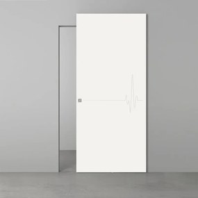 Porta scorrevole Heartbeat in legno bianco, L 101 x H 230 cm, con binario Invisibile Sinistra