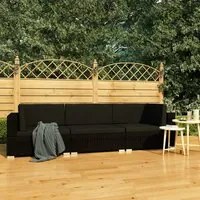 Set Divani da Giardino 3 pz con Cuscini in Polyrattan Nero 47267