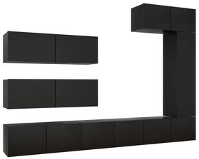 Set di mobili porta tv 7 pz nero in legno multistrato