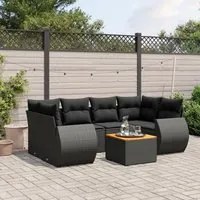 Set Divani da Giardino con Cuscini 7pz Nero Polyrattan 3257231