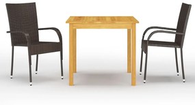 Set Mobili Da Pranzo Per Giardino 3 Pz Marrone /