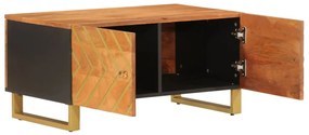 Tavolino da salotto marrone e nero 80x50x40 cm legno di mango