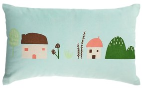 Kave Home - Copricuscino Llaru 100% cotone azzurro case multicolore 30 x 50 cm