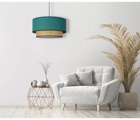 Duolla - Lampadario a sospensione con filo BOHO 1xE27/15W/230V diametro 45 cm turchese/rattan