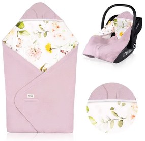 Lionelo - Sacco avvolgente per seggiolino auto TRAVEL SWADDLE 90x90 cm Rosa floreale