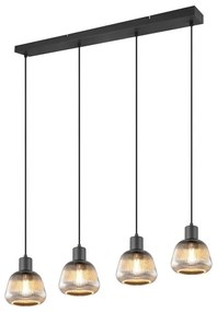 Lampadario nero con paralume in vetro ø 15 cm Tarifa - Trio