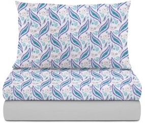 Completo letto singolo cotone paisley blu