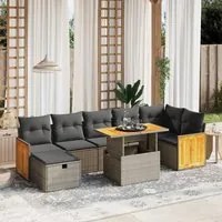 Set Divano da Giardino 8 pz con Cuscini Grigio in Polyrattan 3276259