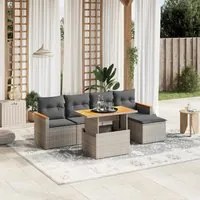 Set Divano da Giardino 6 pz con Cuscini Grigio in Polyrattan 3273055