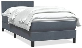 Giroletto A Molle Con Materasso Grigio Scuro 90x220 Cm Velluto /