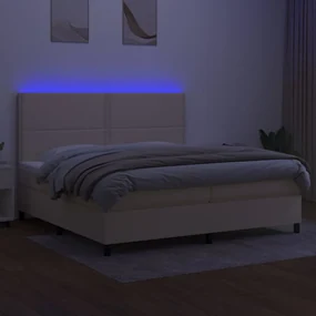 Letto a molle materasso e led bianco 200x200cm in tessuto