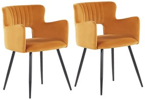 Set di 2 sedie da pranzo velluto arancione e nero SANILAC Beliani