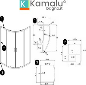 Box doccia basso 80x80cm semicircolare altezza 170cm | CHIARA CURV-Q - KAMALU