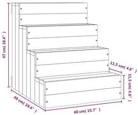 Scala per Animali Grigia 40x49x47 cm in Legno Massello di Pino