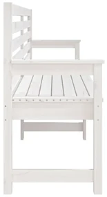 Panca da giardino bianca 203,5x48x91,5cm legno massello di pino