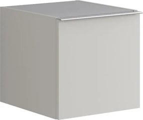 Base laterale Pixel con anta Plain laccato opaco Beige Greige e maniglia alluminio brillante L.40 H.40 P.45,5 cm.