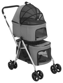 Passeggino Cani Pieghevole 2 Livelli Grigio 83x48x97cm Tessuto /