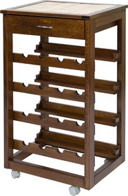 Carrello cantinetta in legno massello LANDHELL Noce