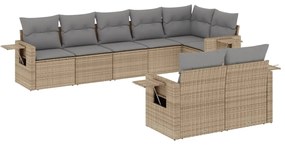 Set divano da giardino 8 pz con cuscini beige in polyrattan