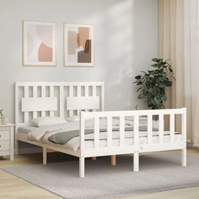 Letto Senza Materasso Bianco 140x190 Cm Legno Massello Di Pino /