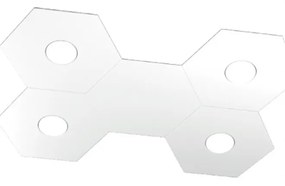 Plafoniera Moderna 5 Moduli Hexagon Metallo Bianco 4 Luci Led 12X4W