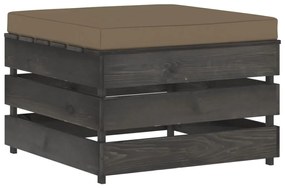 Ottomana Modulare Con Cuscino İn Legno Impregnato Grigio /