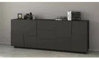 Credenza Ddamsgaar, Buffet da soggiorno, Madia da salotto con 4 ante e 3 cassetti, 220x44h86 cm, Antracite