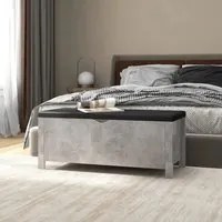 Contenitore con Cuscino Grigio Cemento 105x40x45cm Multistrato 326772