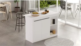 Isola Centrale Cucina 120 Cm Con Ante E Ripiani Dorian Bianca