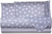 Completo letto matrimoniale cuori azzurro