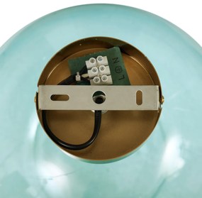 Plafoniera Art Déco ottone con vetro blu - Sandra