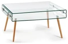 Tavolino da Caffè Vetro Legno MDF 55 x 52 x 110 cm