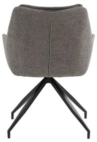 Set di poltroncine girevoli WATSON in similpelle antracite, tessuto grigio e gambe in metallo nero, con braccioli