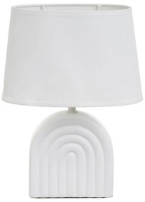 Lampada da tavolo in ceramica bianca con paralume in tessuto (altezza 31 cm) - Casa Selección