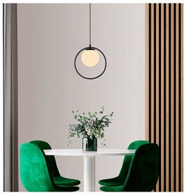 Lampada a sospensione in metallo nero con paralume in vetro ø 15 cm Ates - Squid Lighting