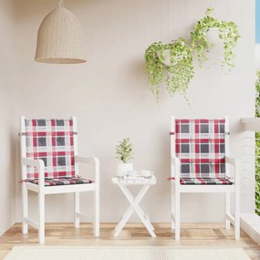 Cuscini Per Sedia 2 Pz A Quadri Rossi 100x50x3cm Tessuto Oxford /