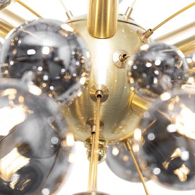 Lampada a sospensione di design in ottone con vetro fumé 8 luci - Explode