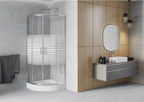 Mexen Rio cabina doccia semicircolare 70 x 70 cm, fasce bianche, cromo + piatto, bianco - 863-070-070-01-20-4710