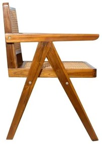 Sedia vintage in legno massello di teak e motivo a intreccio rattan JANNIE