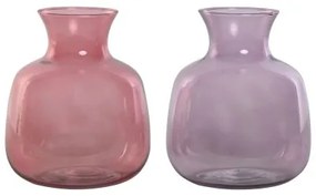 Vaso Home ESPRIT Rosa Lilla Cristallo 16 x 16 x 19 cm (2 Unità)