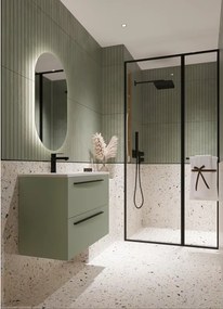 Mobile bagno sospeso con lavabo L 80 x H 55 x P 45 cm muschio 2 cassetti per vasca centrale Mia