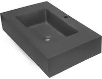 Ogomondo top lavabo sospeso in materiale marmo resina finitura liscia *** misure 60x46x15 cm, tinta antracite, confez...